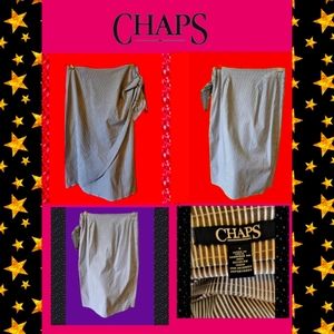 CHAPS GRAY WITH WHITE STRIPES FRONT WRAP SKIRT NWOT